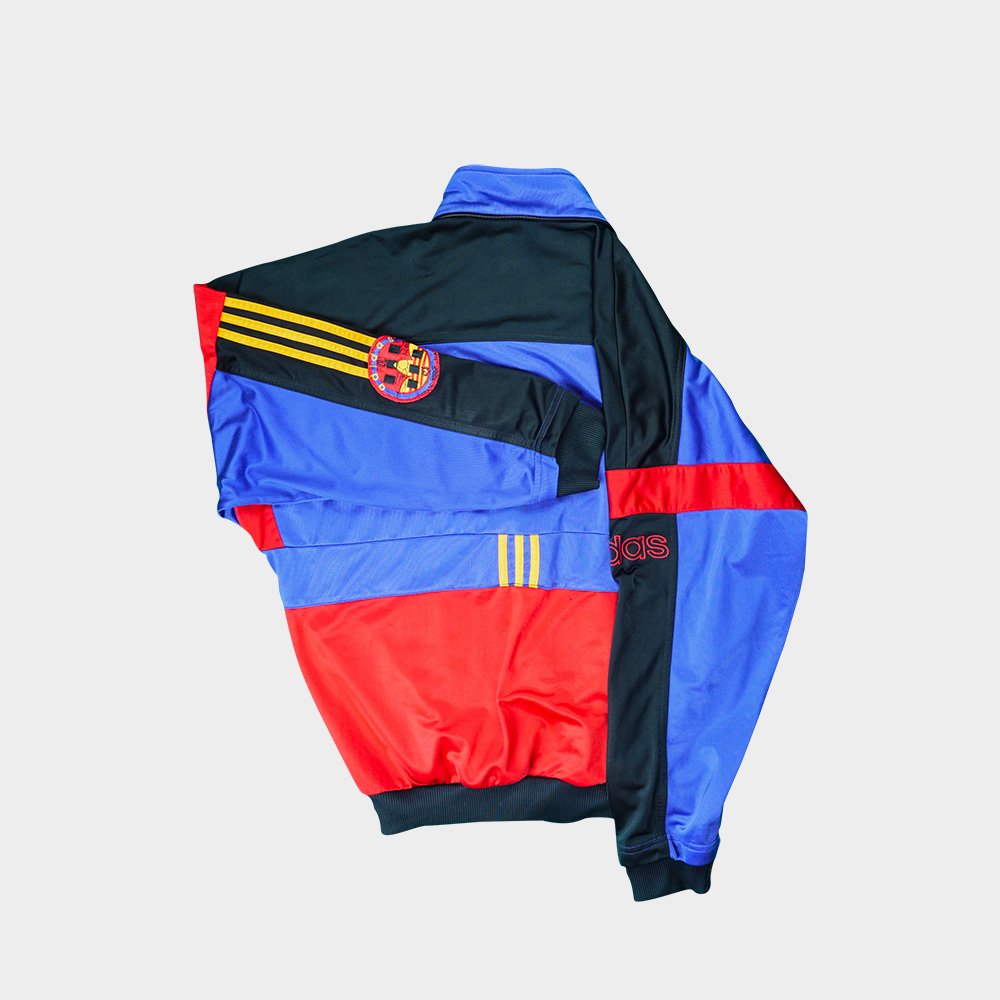 Half Zip Adidas Vintage Années 90 - Rouge Bleu Jaune Noir avec Patch