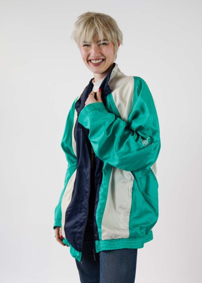 Veste Oversize Adidas XXL - Style Streetwear Vintage Bleu Clair, Marine et Blanc