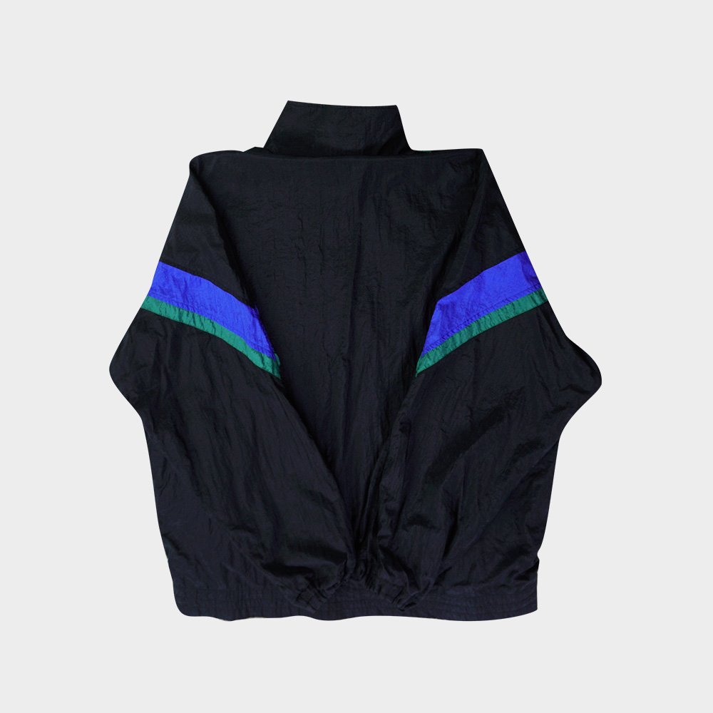 Veste Coupe-Vent Fila Urban Style - Noir, Bandes Bleu Indigo et Vert