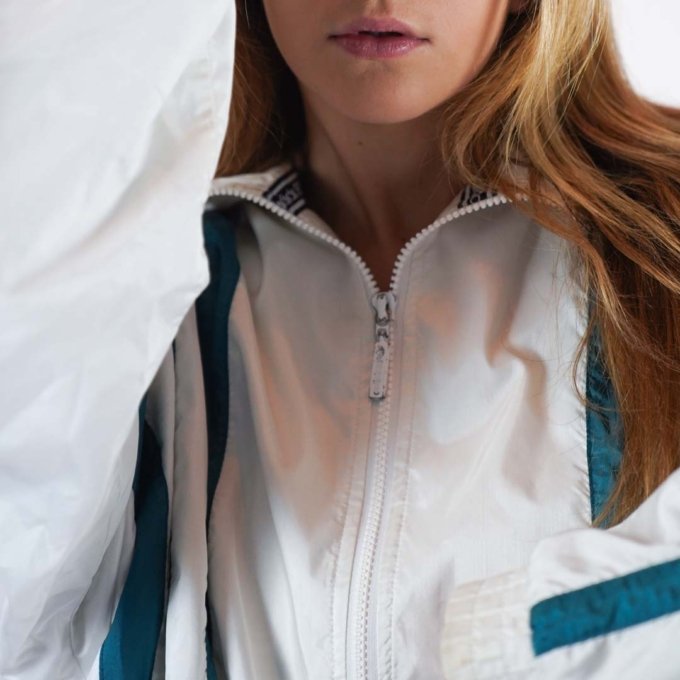 Veste Adidas Vintage 90' - Édition Tennis - Blanc & Bleu Menthe