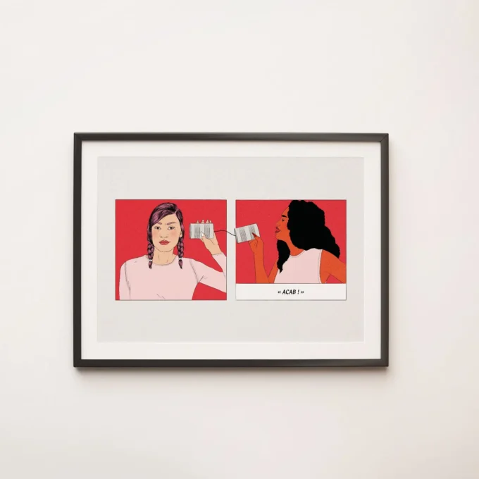 Affiche imprimée déco ACAB féministe en format A4, design coloré signé Troty