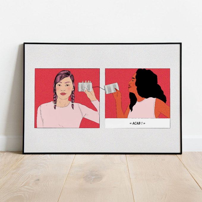 Affiche imprimée déco ACAB féministe en format A4, design coloré signé Troty