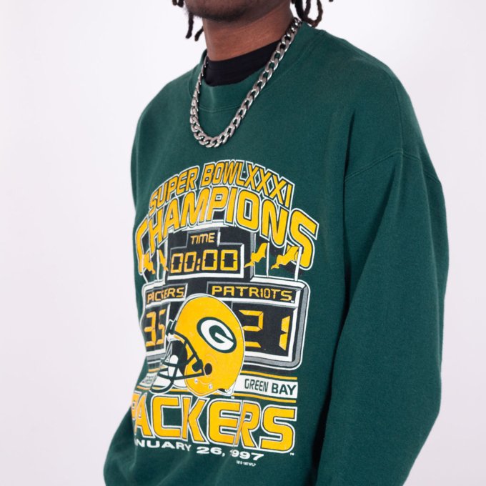 Sweat vintage vert des Packers de Green Bay - Super Bowl XXXI​